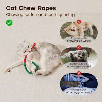 Potaroma Cat Toys Chew Ropes 3Pcs with Refillable Natural Catnip, Safe Teeth Cleaning Toy for Indoor Kittens, Interactive Cat Nip Kitty Toys for All Breeds 19.5 Inches | Safe Teeth Cleaning & Teething for Indoor Kittens, Interactive Cat Nip Kitty Toys for All Breeds 19.5 Inches2