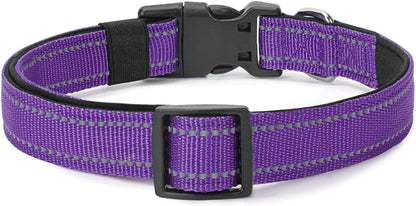 Reflective Dog Collar Padded with Soft Neoprene Breathable Quick Release Basic Dog Collars for Medium Dogs Purple Girl6