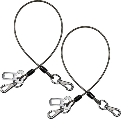 2Pcs Dog Car Seat Belt, Chew Proof Pet Safety Belt for Dogs, 2-In-1 Heavy Duty Dog Car Seatbelt Restraint, Waterproof Steel Wire Dog Leash (Black*2, 24Inch/60Cm)1