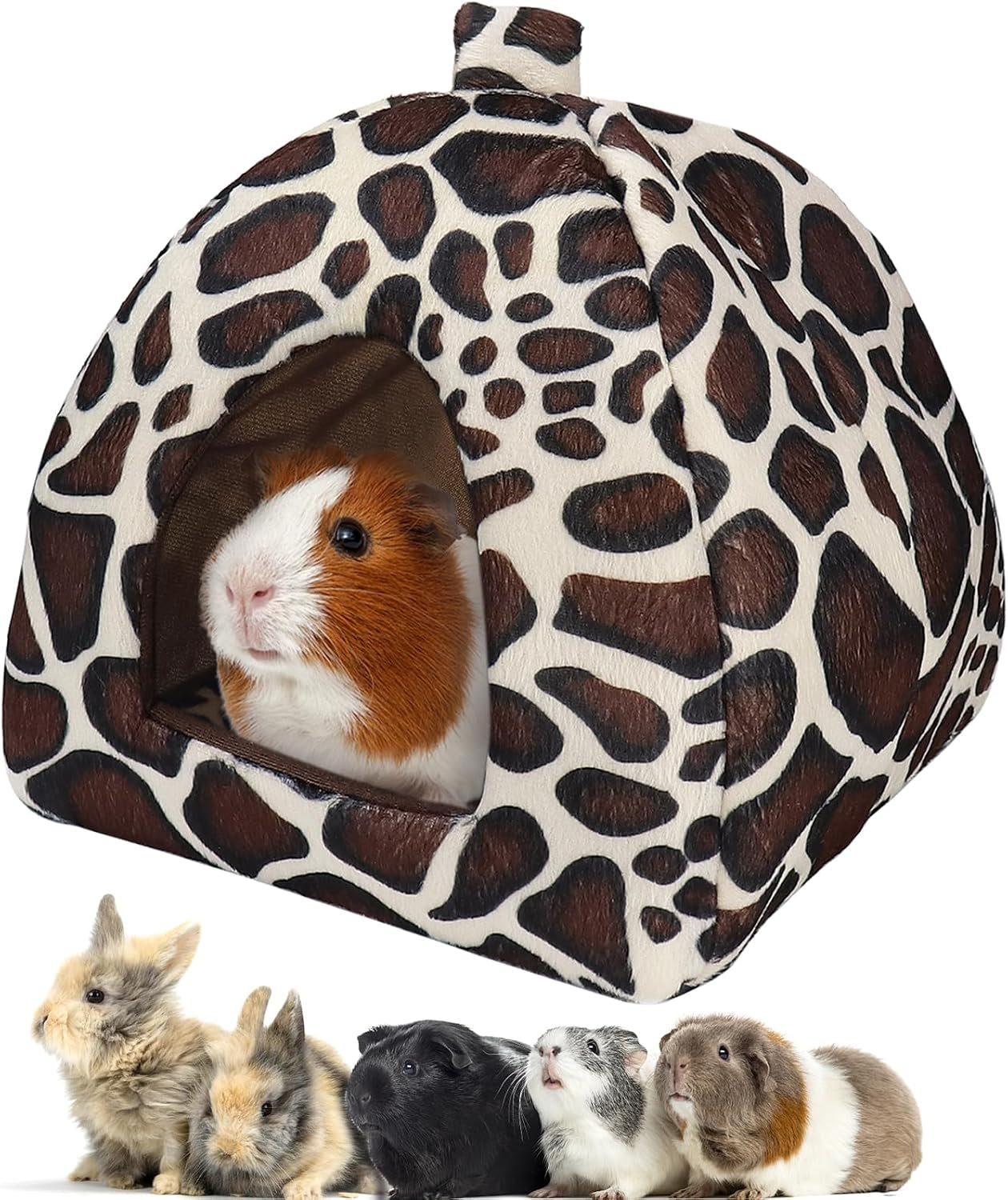 mygeromon-guinea-pig-bed-rabbit-hideout-cuddle-cup-strawberry-style-washable-winter-small-animals-sleeping-house-for-ferret-chinchilla-bunny