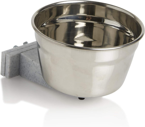 Lixit® Stainless Steel Kennel Food or Water Bowl - Non Spill Hanging Removable Crate Bowls - Carrier Cage Dish for Dogs or Cats for Feeding and Drinking (Stainless Steel, 20 Ounce)1