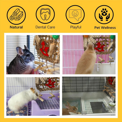 Rabbits Chew Toy,Bunny Cage Hanging Chew Toys and Treats,Grass with Sweet Bamboo for Guinea Pigs Chinchillas Hamsters Rats3