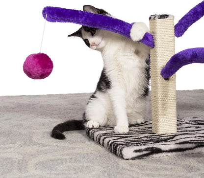 Prevue Pet Products Kitty Power Bounce 'N Spring Scratcher Furniture - Indoor Cat Scratcher Tower with Toys, Vertical Scratch Post for Small & Adult Cats - Purple3