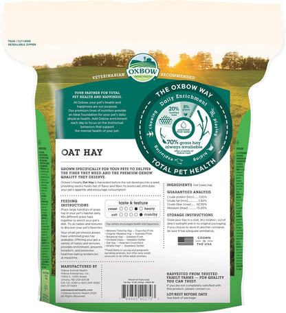 Oxbow Oat Hay, Rabbit & Guinea Pig Hay, High Fiber for Digestive Health, Grown in the USA, Veterinarian Recommended Small Pet Supplies, for Rabbits, Guinea Pigs, & Chinchillas, 15 Oz. | Oxbow Oat Hay, Bunny Hay for Rabbits, Guinea Pigs, Bunnies and Chinchillas, Hand-Sorted, De-Dusted, Made in USA2