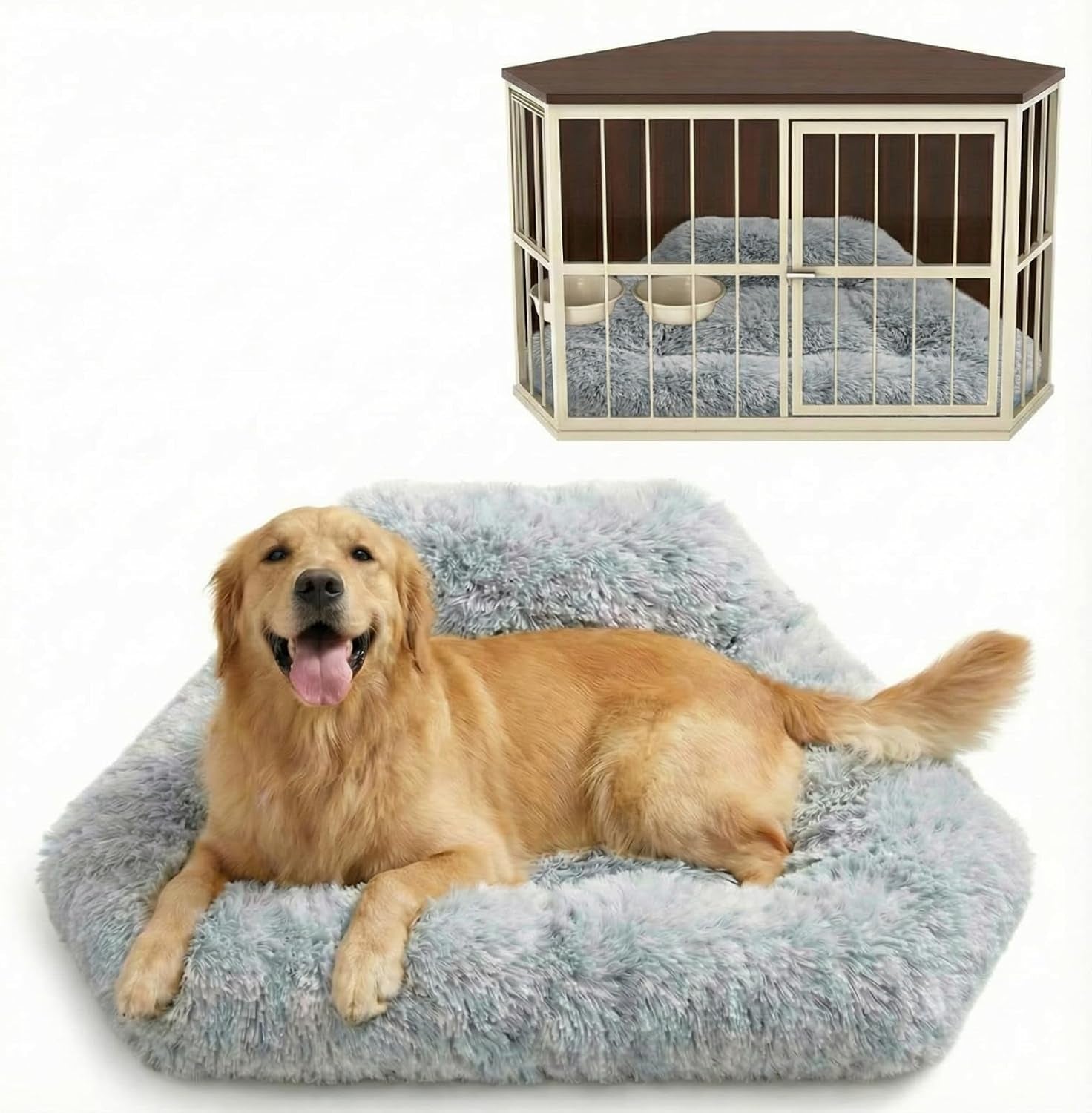 lemonroad-42-5-inch-corner-dog-crate-bed-pad-washable-dog-kennel-pad-mat-furniture-for-large-dogs-thick-plush-crate-pet-cage-sleeping-bed-pet-corner-side-table-only-mat