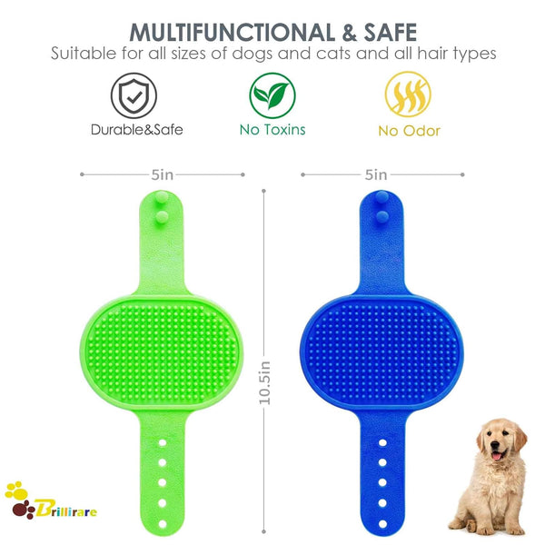2 Pack Dog Grooming Brush, Premium Soft Silicone Pet Bath Brushes with Adjustable Handle, Shampoo Soothing Comb for Wet Dry Long Short Haired Dogs & Cats Massaging, Deshedding2