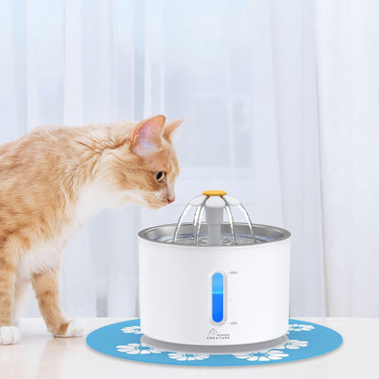 Wonder Creature Cat Water Fountain Stainless Steel Lid 81Oz/2.4L-3 Filters | Pet Fountain with 3 Carbon Filters, 1 Mat, Quiet Pump, LED Water Level Window, Bpa-Free Stainless Steel Lid7