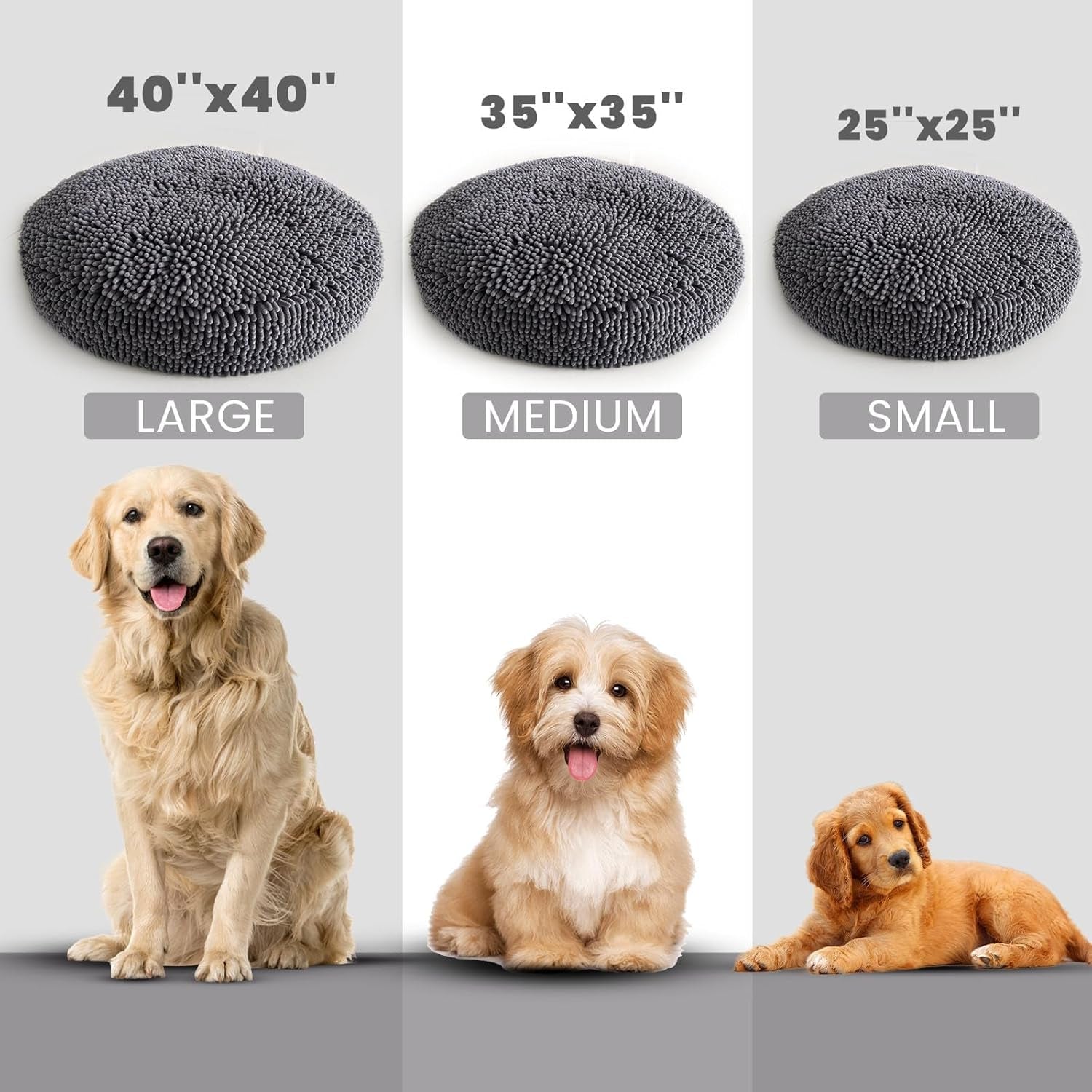 muddy-mat®-cloud-k-9-dog-beds-for-small-dogs-cats-soft-relaxing-round-dog-bed-chenille-material-removable-cover-washable-dryer-safe-grey-small25x25