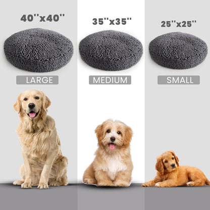 Muddy Mat® Cloud K-9 Dog Beds for Small Dogs & Cats, Soft & Relaxing round Dog Bed, Chenille Material, Removable Cover, Washable & Dryer Safe – Grey Small(25'X25')3