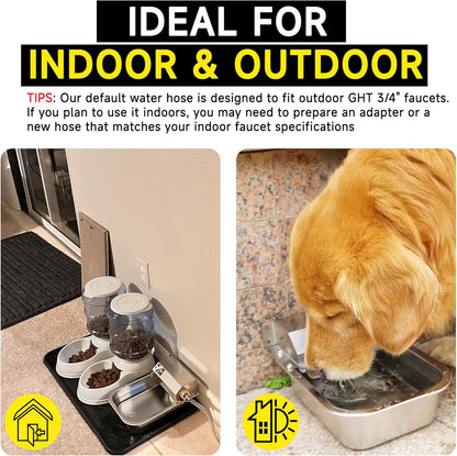 PETIMI Automatic Water Dispenser for Dogs, 101Oz Outdoor Dog Water Bowl, 304 Stainless Steel Water Feeder for Small to Large Pets, Large Livestock Waterer, Anti-Tipping, Water Auto-Fill, Easy to Clean7