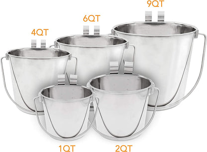 Fuzzy Puppy Flat Sided Pail with Dual Hooks, Snugly Fit on Dog, Cat and Critter Crates & Cages, Heavy Duty Stainless Steel | 2 Quart (PN: FSP-2)4