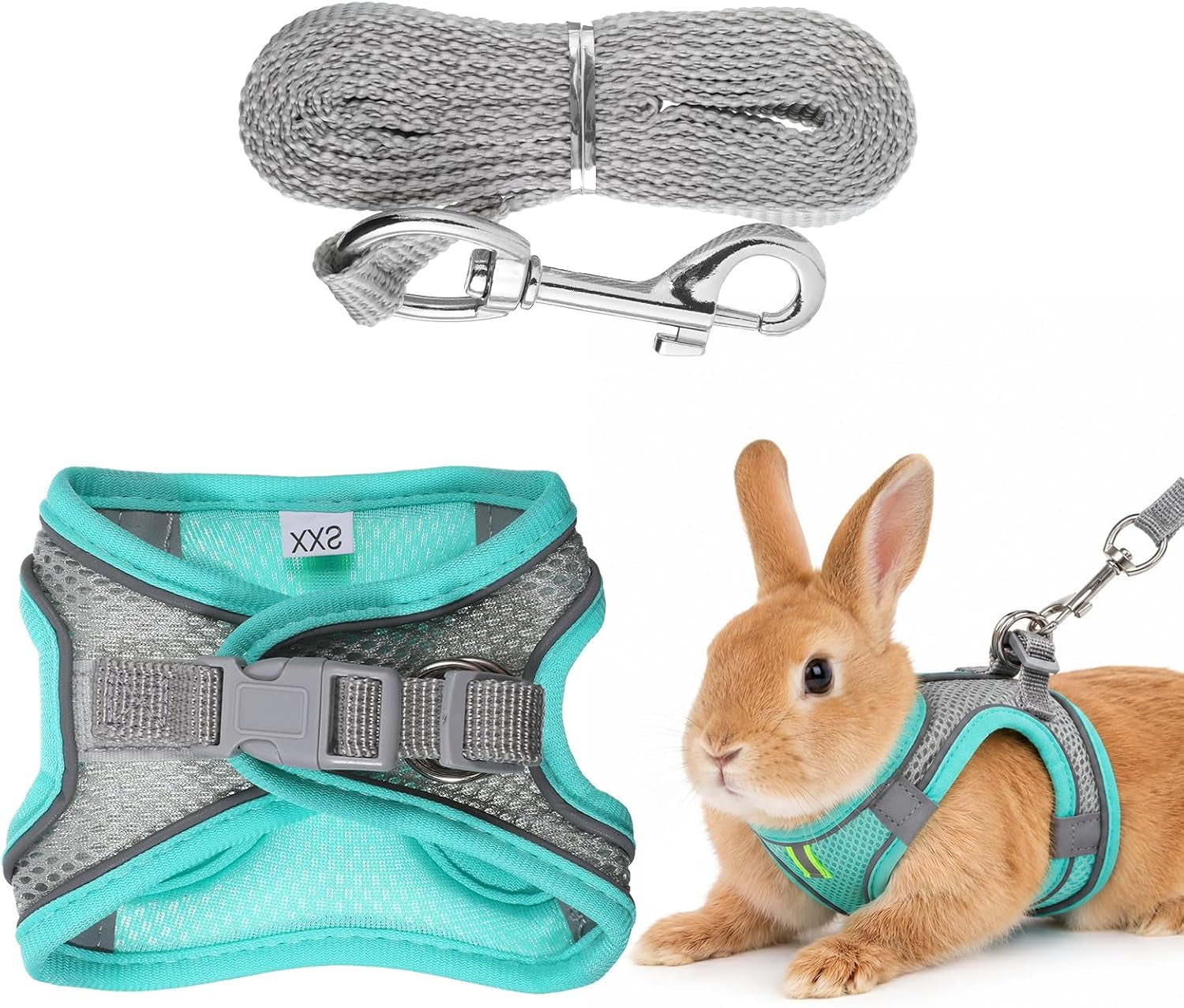 bunny-harness-and-leash-set-breathable-pet-rabbit-harness-and-leash-set-soft-rabbit-leashes-reflective-strips-jacket-escape-proof-walking-gear-for-rabbits-small-kitten-puppy-guinea-pigs-pink-xxs