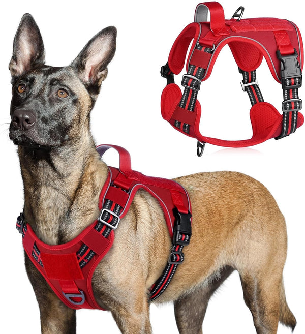 Rabbitgoo Tactical Dog Harness for Large, No Pull Military Service Vest | Molle & Handle, Heavy Duty, Adjustable, Reflective Straps, Easy Control for Training Walking, Black, Large41