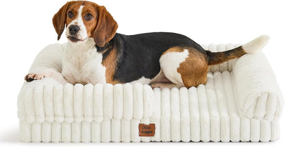 Chixnuggle Orthopedic Dog Bed, Washable Cover, Faux Fur Bolster Pet Couch | Waterproof,Egg Crate Foam,Non-Slip Bottom,For Small Medium Dogs,Dark Grey,30*24*7,Dog Sofa,Puppy Bed29