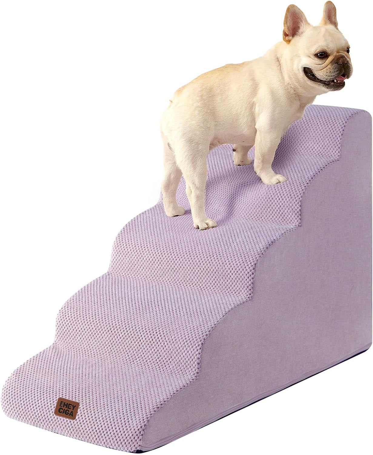eheyciga-curved-dog-stairs-ramp-for-5-step-high-beds-22-6-h-dog-steps-33d-density-of-pure-foam-for-small-dogs-and-cats-pet-stairs-for-high-bed-climbing-non-slip-balanced-pet-step-indoor-grey