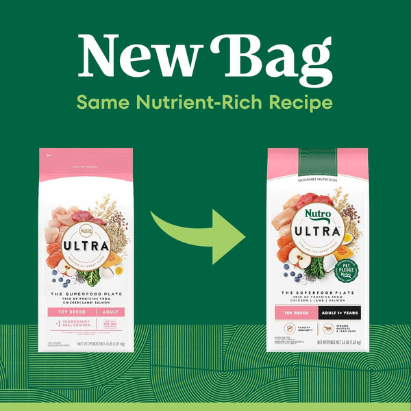 Nutro Ultra Toy Breed Adult Dry Dog Food, Chicken, Lamb & Salmon, 3.5 Lb | Protein Trio, Real Chicken #1 Ingredient, 14 Superfoods Blend, Non-Gmo, No Corn, Wheat or Soy, Radiant Coat Support3