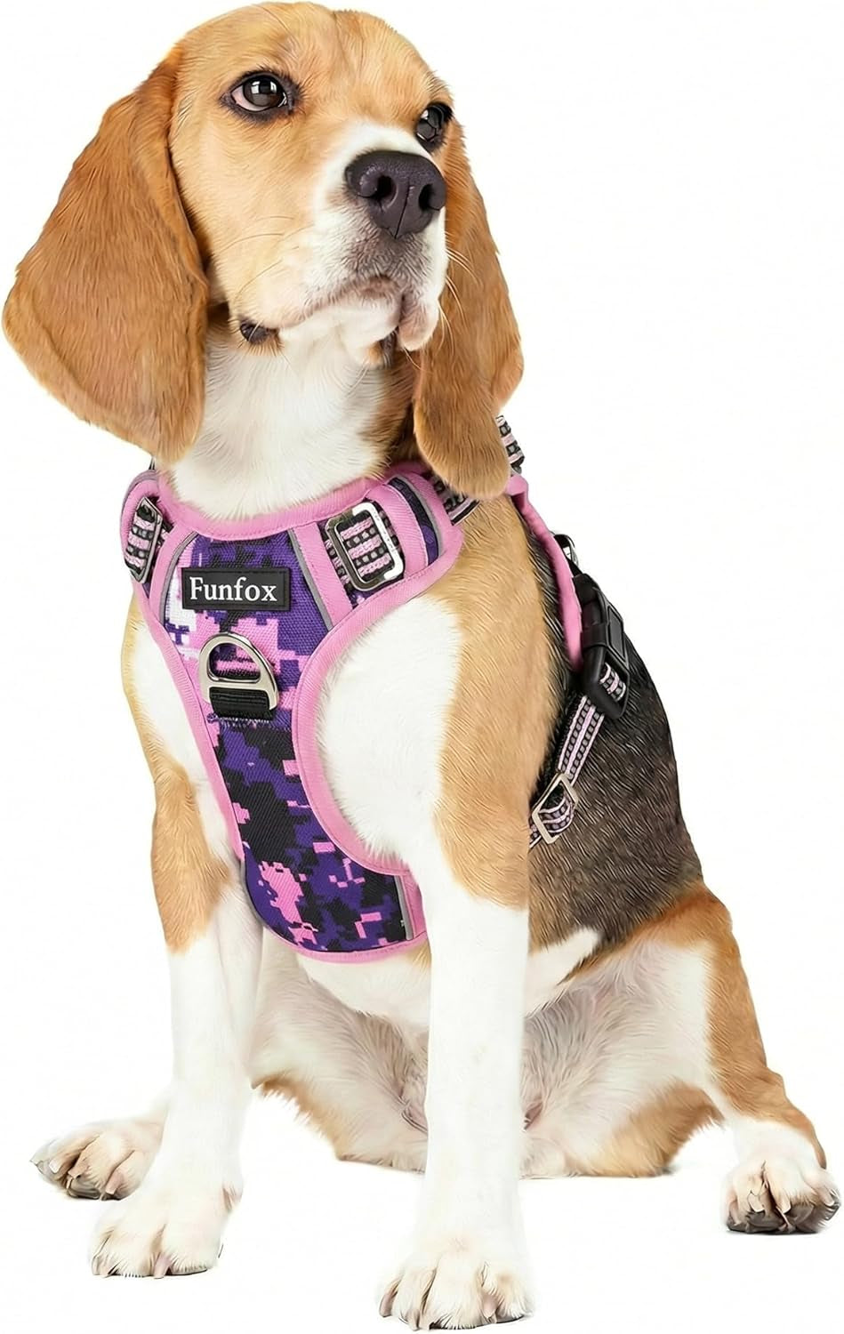 funfox-dog-harness-medium-sized-dog-vertical-handle-easy-control-no-pull-pet-vest-adjustable-with-2-leash-clips-soft-material-reflective-safe-night-walking-for-small-medium-large-breed-black-m