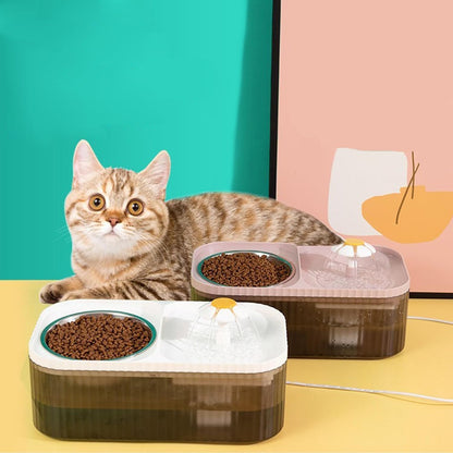 2 in 1 Cat Fountain and Food Bowl, Automatic Pet Water Dispenser, Cat Feeding and Watering Supplies (Filters)4