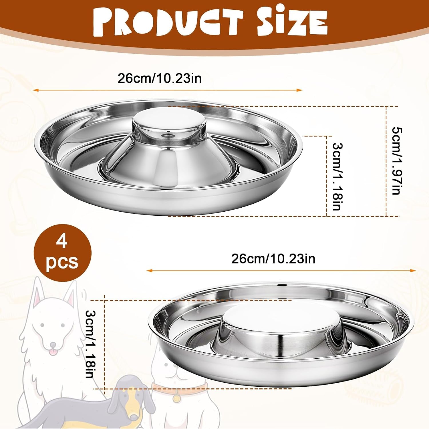 4-pcs-stainless-steel-puppy-bowls-10-2-inch-silver-multiple-puppy-feeding-station-non-skid-dog-food-and-water-bowls-for-weaning-litter-feeding-and-slow-feeder-use