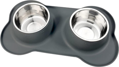 Asfrost Dog Food Bowls Stainless Steel Pet Bowls & Dog Water Bowls with No-Spill and Non-Skid, Feeder Bowls with Dog Bowl Mat for Dogs Cats and Pets-Pink, 24 0Z in Total12