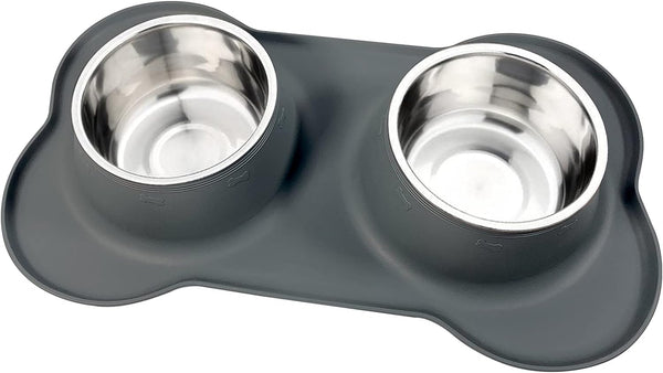 Asfrost Dog Food Bowls Stainless Steel Pet Bowls & Dog Water Bowls with No-Spill and Non-Skid, Feeder Bowls with Dog Bowl Mat for Dogs Cats and Pets-Pink, 24 0Z in Total12