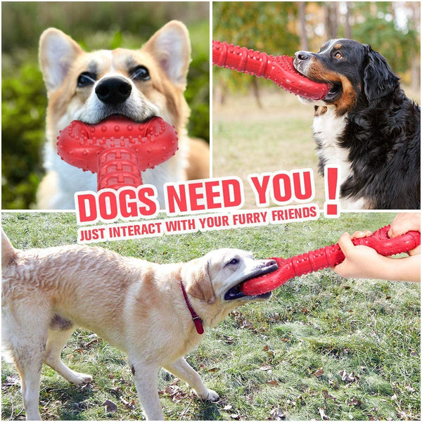 Feeko Dog Toys for Aggressive Chewers Large Breed, 15 Inch Interactive Long Lasting Dogs Toy with Convex Design Natural Rubber Tug-Of-War Toy for Medium Large Tooth Clean(Red)7