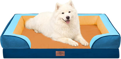 Comfort Expression Orthopedic Dog Bed for Extra Large Dogs with Bolster | Waterproof Dog Couch Bed with Washable Cover & Non-Slip Bottom, Supportive Egg Crate Foam XL Pet Bed, 42X30 Inch195