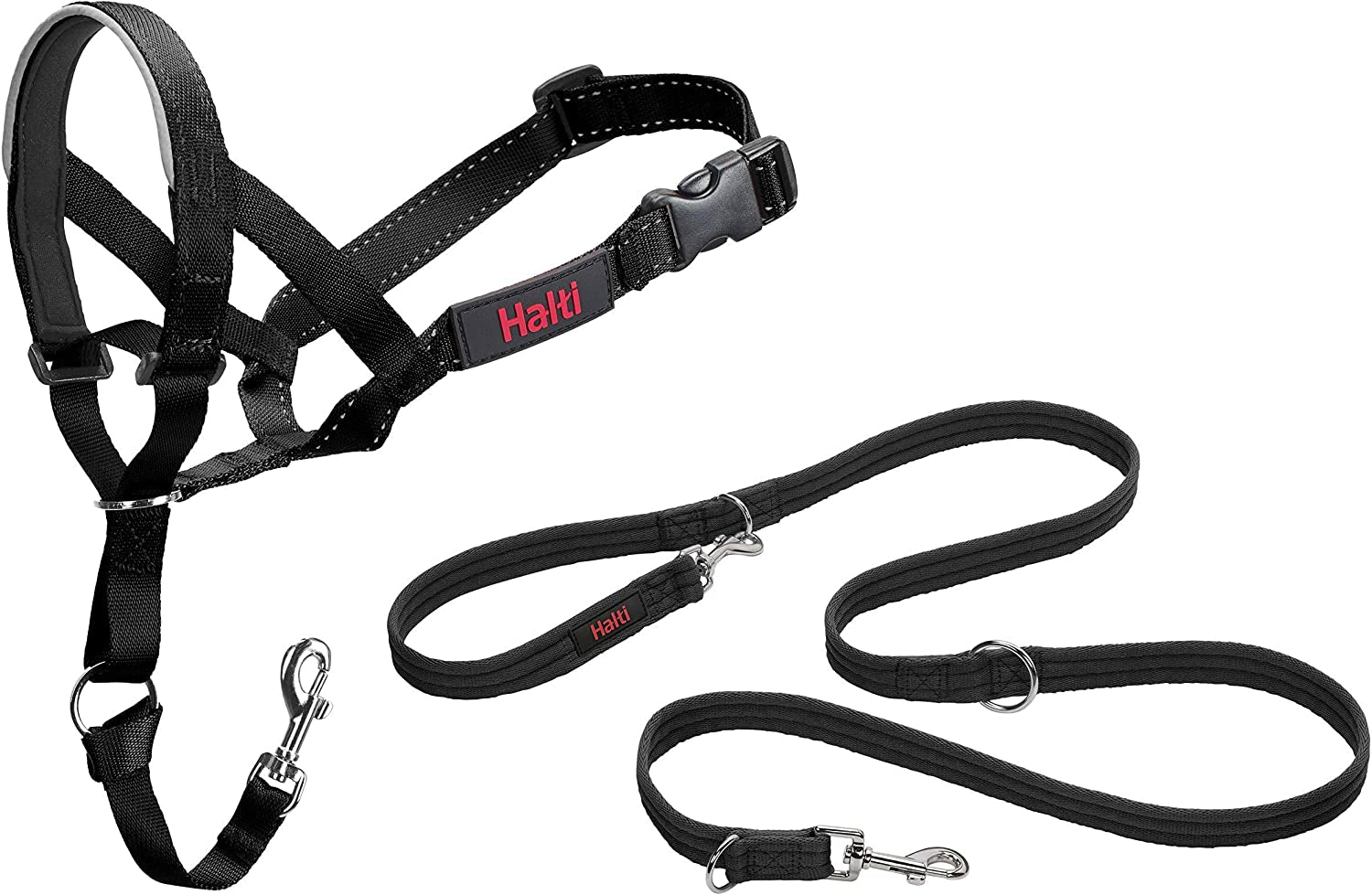 halti-headcollar-size-4-black-halti-training-leash-size-large-black-bundle-stop-your-dog-pulling-on-the-leash-adjustable-lightweight-with-padded-nose-band-suitable-for-large-dogs