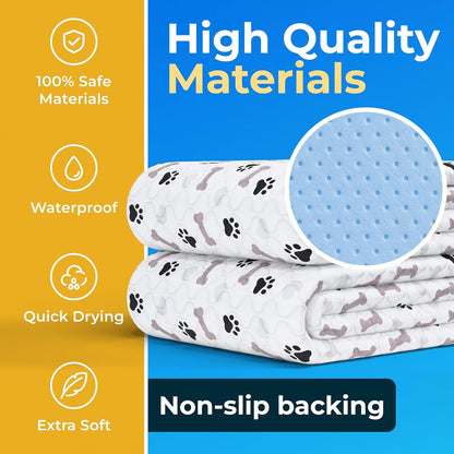 GREEN LIFESTYLE Washable Pee Pads for Dogs - Waterproof Reusable Puppy Pads with Anti-Slip Backing, Pet Training Pad for Puppy Playpen, Crate, Whelping Box, Potty Training (Pack of 6 - 30X34)6