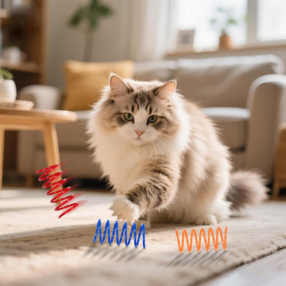 60 PCS 12 Colors Cat Spring Toys, Cat Spiral Springs for Indoor Cats, Kittens Toys Plastic Coil for Swatting, Biting, Hunting5