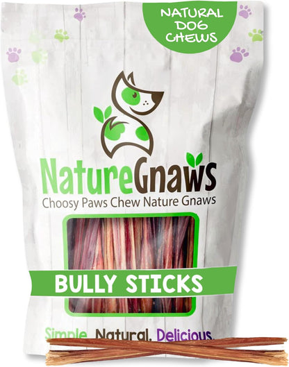 Nature Gnaws Extra Thin Bully Sticks for Small Dogs 5-6" (10 Count) - Long Lasting for Light Chewers and Puppies - Natural Beef Dog Chew Bones20