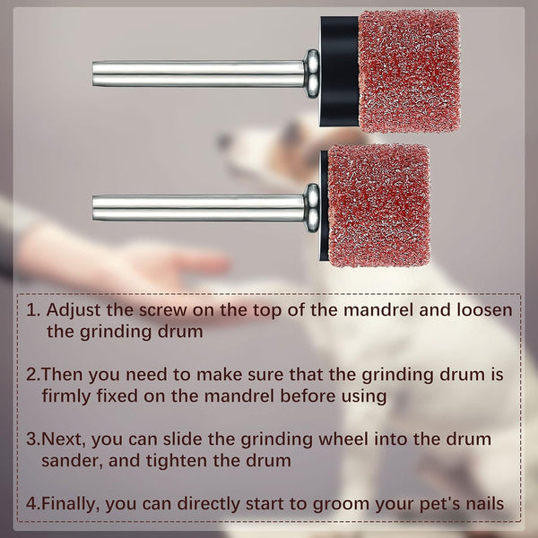 22 Pet Nail Grinder Replacement Kit with Grit Sanding Bands Pet Smoother Claw Care Black Grinding Drums Dog Nail Grinder Replacement Dog Claw Grooming Supplies(1/2 Inch 60 Grit and 100 Grit)6