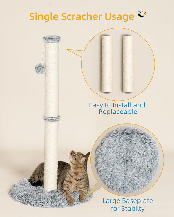 Aechonow 3-In-1 Cat Tunnel Bed, 34'' Cat Scratching Post for Indoor Cats | Fluffy Peekaboo Donut Hideout Toy for Pets, Rabbit, Ferret4