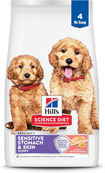 Hill'S Science Diet Puppy Sensitive Stomach & Skin Dry Dog Food | #1 Veterinarian Recommended, Salmon & Brown Rice, 4 Lb. Bag1