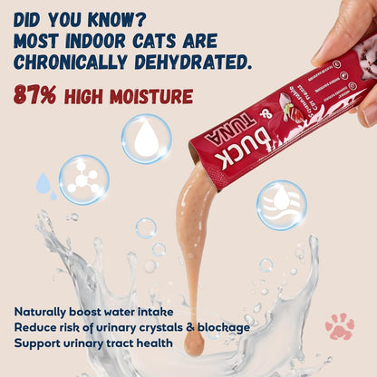 Pawmate Lickable Tuna & Duck Cat Treats, High Moisture Wet Cat Squeeze | Urinary Health & Hydration, Creamy Cat Puree for Kittens & Adult Cats, Grain-Free, 20 Tubes X 15G3