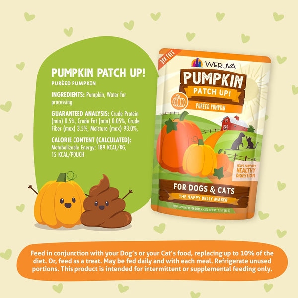Weruva Pumpkin Patch Up!, Pumpkin Puree Pet Food Supplement for Dogs & Cats, 2.80Oz Pouch (Pack of 12)5
