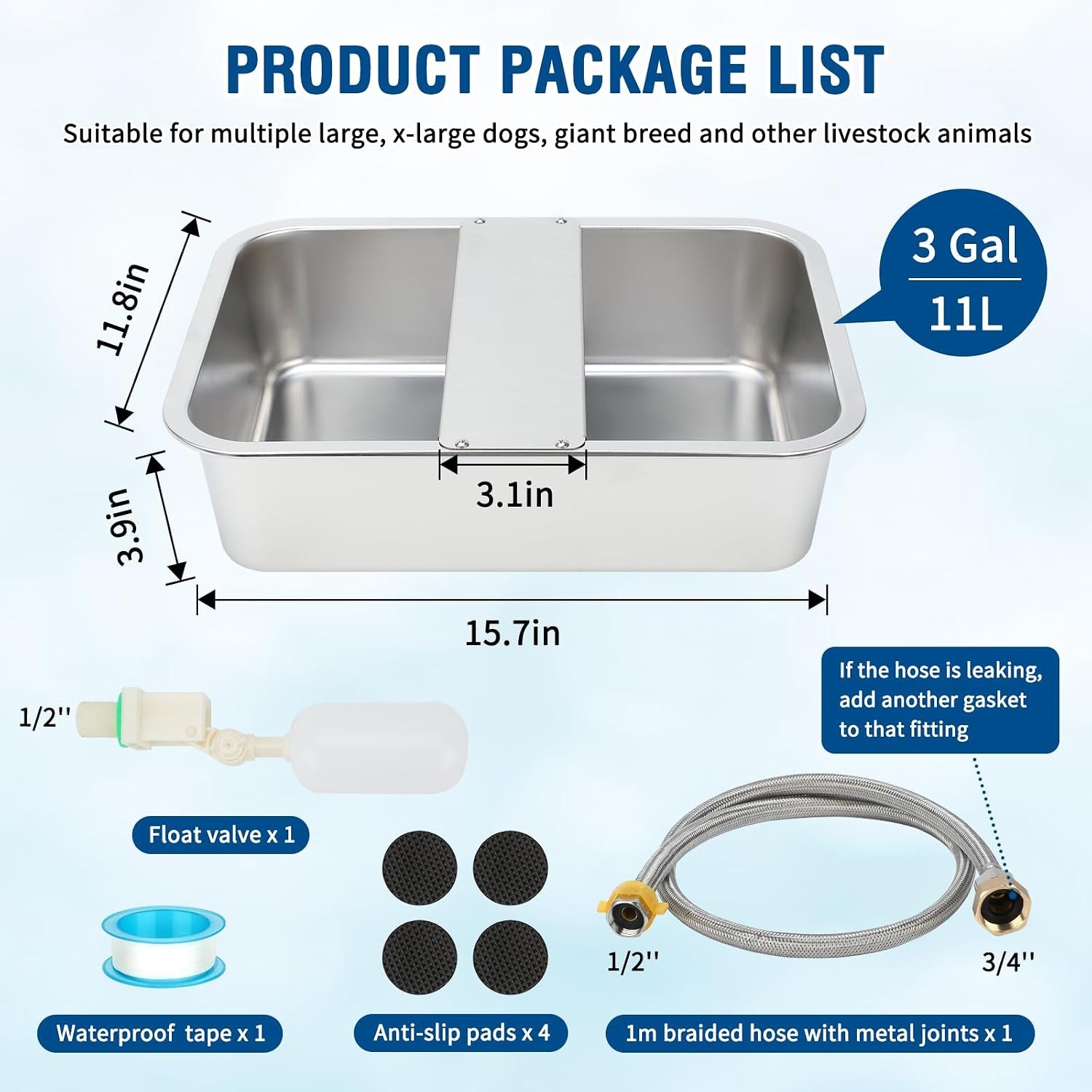 bwogue-3-gal-automatic-dog-water-dispenser-stainless-steel-bowl-for-dogs-automatic-dog-water-bowl-dispenser-float-valve-control-outdoor-use-easy-to-mount-clean-large-dogs-cats-chickens
