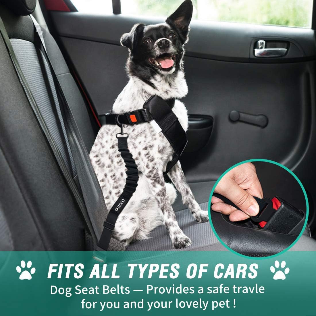 cooyoo-dog-seat-belt-durability-retractable-dog-car-harness-adjustable-dog-seat-belt-for-vehicle-nylon-pet-safety-seat-belts-heavy-duty-elastic-1-pack-black