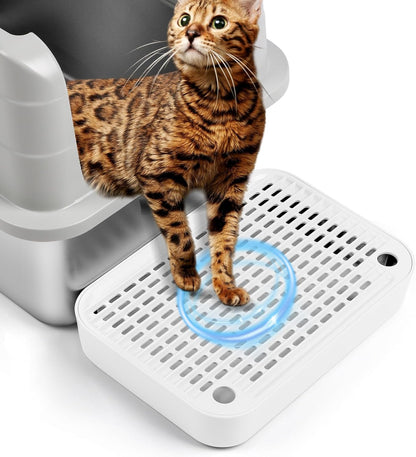 Cat Litter Box Ramp, Litter Box Step Mat with Filter Function Cat Stair for Litter Box, Easy to Clean, 11.8''X 8.2''X 2'' Cats Pedal Step Stool Ideal for Kitten & Elderly Cats (Light Grey)15