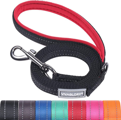 VIVAGLORY Dog Leash Puppy Leash for Collar, 3Ft X 1In, Black | with Soft Padded Handle for Training & Walking, Heavy Duty & Double Layer Nylon Pet Puppy22