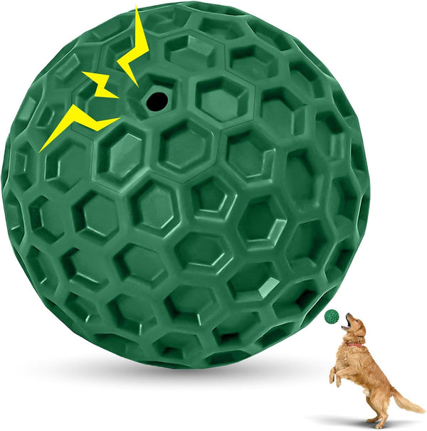 2 Pack Indestructible Squeaky Dog Balls for Aggressive Chewers, Interactive Dog Toys for Teething, Relieving Anxiety. Chew Toy for Large, Medium Breeds, Outdoor Rubber Balls.10