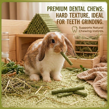 500G(≈92 Pcs) Natural Timothy & Alfalfa Hay Sticks - Dental Chew Treats for Rabbits, Guinea Pigs, Hamsters, Chinchillas, Healthy Teeth Grinding Snacks6