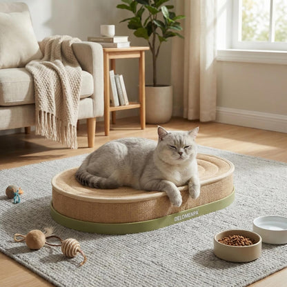 Large Sisal Cat Scratcher Lounge, 2-In-1 Cat Bed with Durable Base & Plush Foam Cushion, Non-Shedding Cat Scratching Pad for Indoor Cats,22"X14", No Mess Furniture Protector9