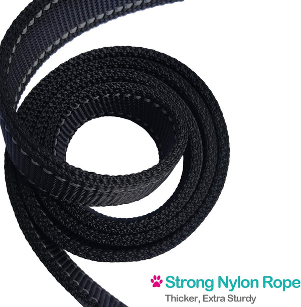 Short Dog Leash - Traffic Padded Handle - Heavy Duty - Short Nylon Dog Lead for Training Control - Reflective Threads Pet Leashes for Large Dogs and Medium Dogs (12 Inch, Black)5