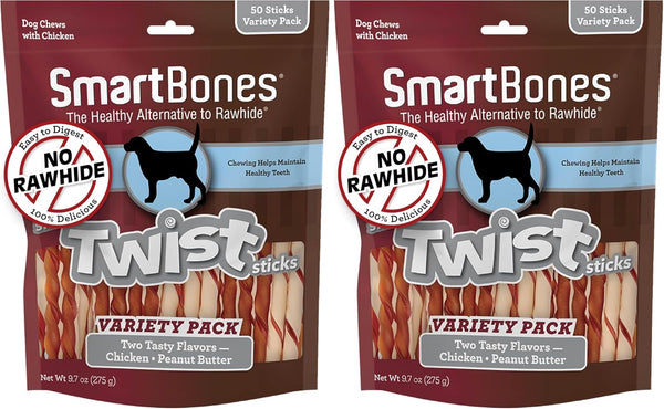 Smartbones Smart Twist Sticks, Rawhide Free Dog Chew Sticks, Made with Real Chicken, 50 Sticks , 9.7 Ounce (Pack of 1)20