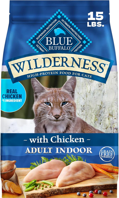 Blue Buffalo Wilderness Chicken Natural High-Protein Grain-Free Dry Food for Adult Indoor Cats, Real Chicken First, Antioxidant-Rich Lifesource Bits Support Immunity, Promotes Strong Muscles, 11 Lbs.12