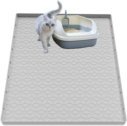 Cat Litter Mat for Litter Box, Silicone Large Cat Litter Trapping Mat - 40X28 In, Waterproof & Non-Slip, Durable & Easy Clean, Light Gray16