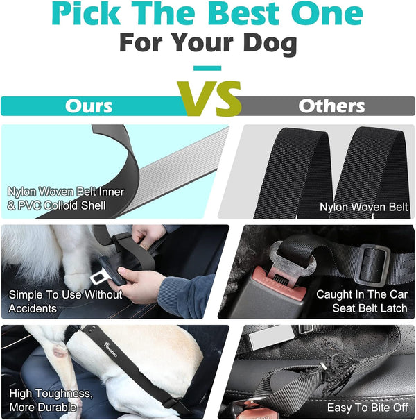 Pawaboo Dog Seat Belt for Car, with 360° Hook，20 In, Chew-Proof, Black | Adjustable Nylon & PVC Dog Car Safety Restraint, Dog Seat Belt Leashes for Cars, Universal Pet Safety Belts4