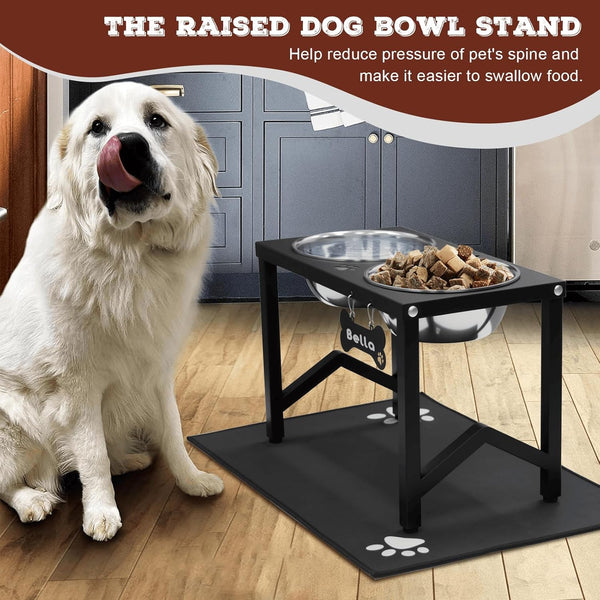 Elevated Dog Bowls, Metal Raised Dog Bowl Stand with 2 Thick 58Oz Stainless Steel Food Bowls & Non-Slip Mat - 11.8" Tall for Medium/Large Breeds7