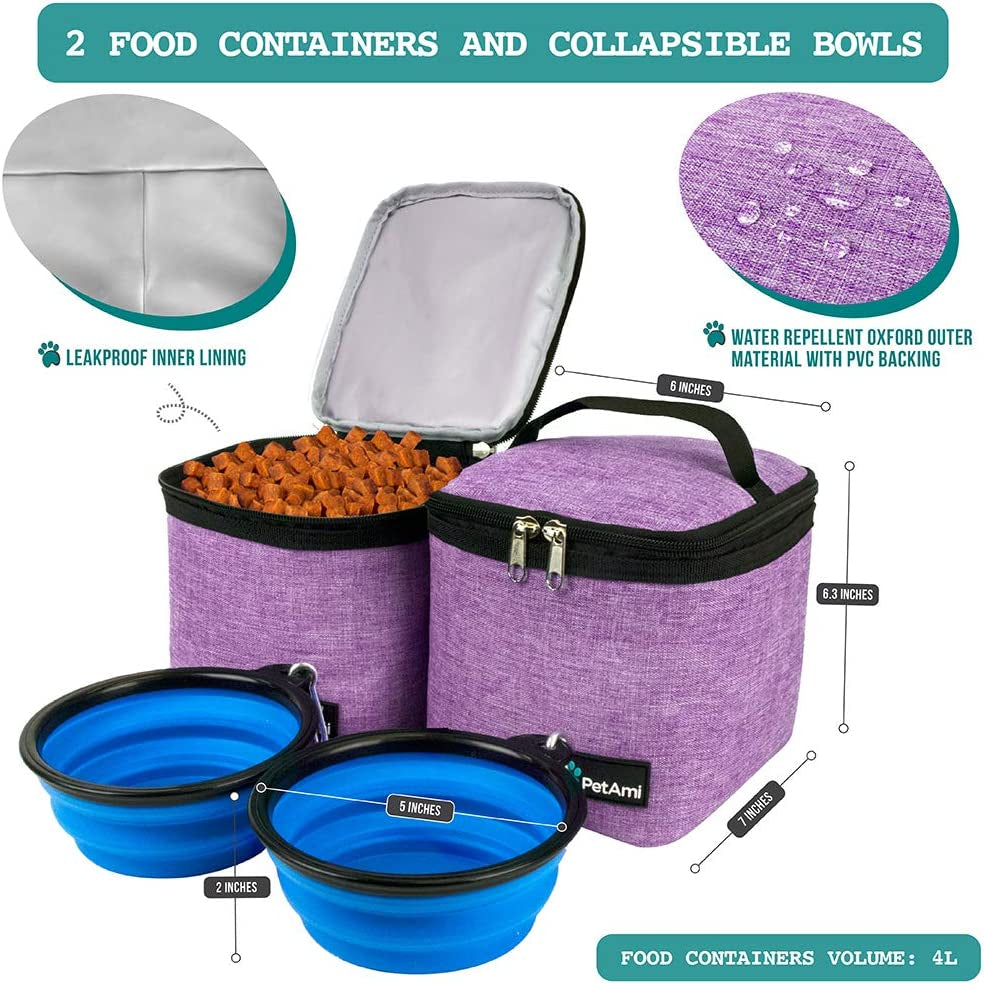 petami-dog-travel-bag-backpack-27l-airline-approved-pet-supplies-organizer-with-2-food-containers-2-collapsible-bowls-poop-bag-dispenser-weekend-road-trip-camping-dog-mom-gift-purple